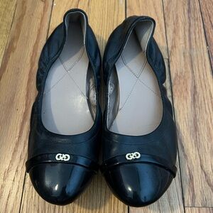 Cole Haan Black Leather Flats with Metallic Detail